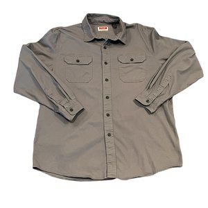 Wrangler Olive Army Green Long Sleeve Western-Style Cotton Blend Men's Shirt L